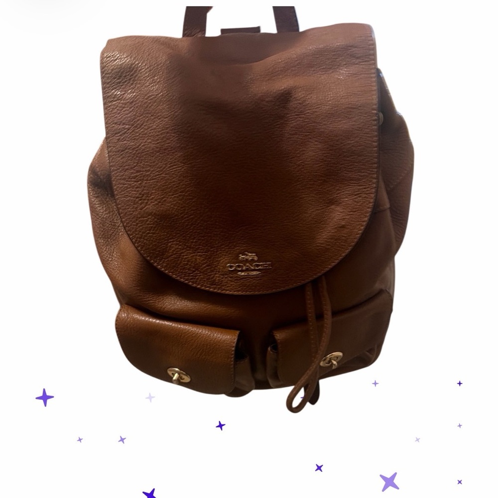 COACH Pebbled Leather Billy Backpack brown F37410 πππ - Picture 4 of 16